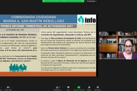 Captura de pantalla de la sesión virtual