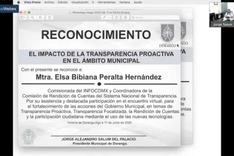Captura de pantalla de la sesión virtual