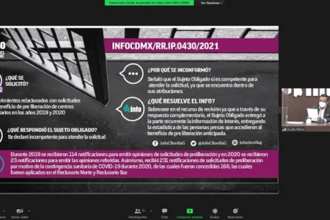 Captura de pantalla de la sesión virtual