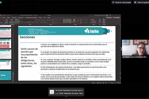 Captura de pantalla de la sesión virtual